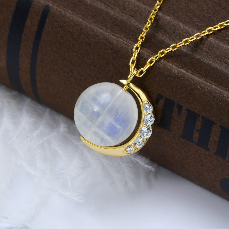 Fashion Dream Girl Moonstone Meniscus Necklace