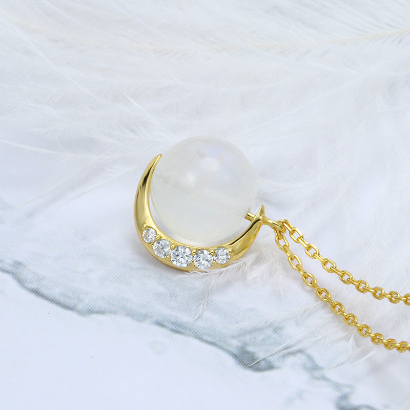 Fashion Dream Girl Moonstone Meniscus Necklace