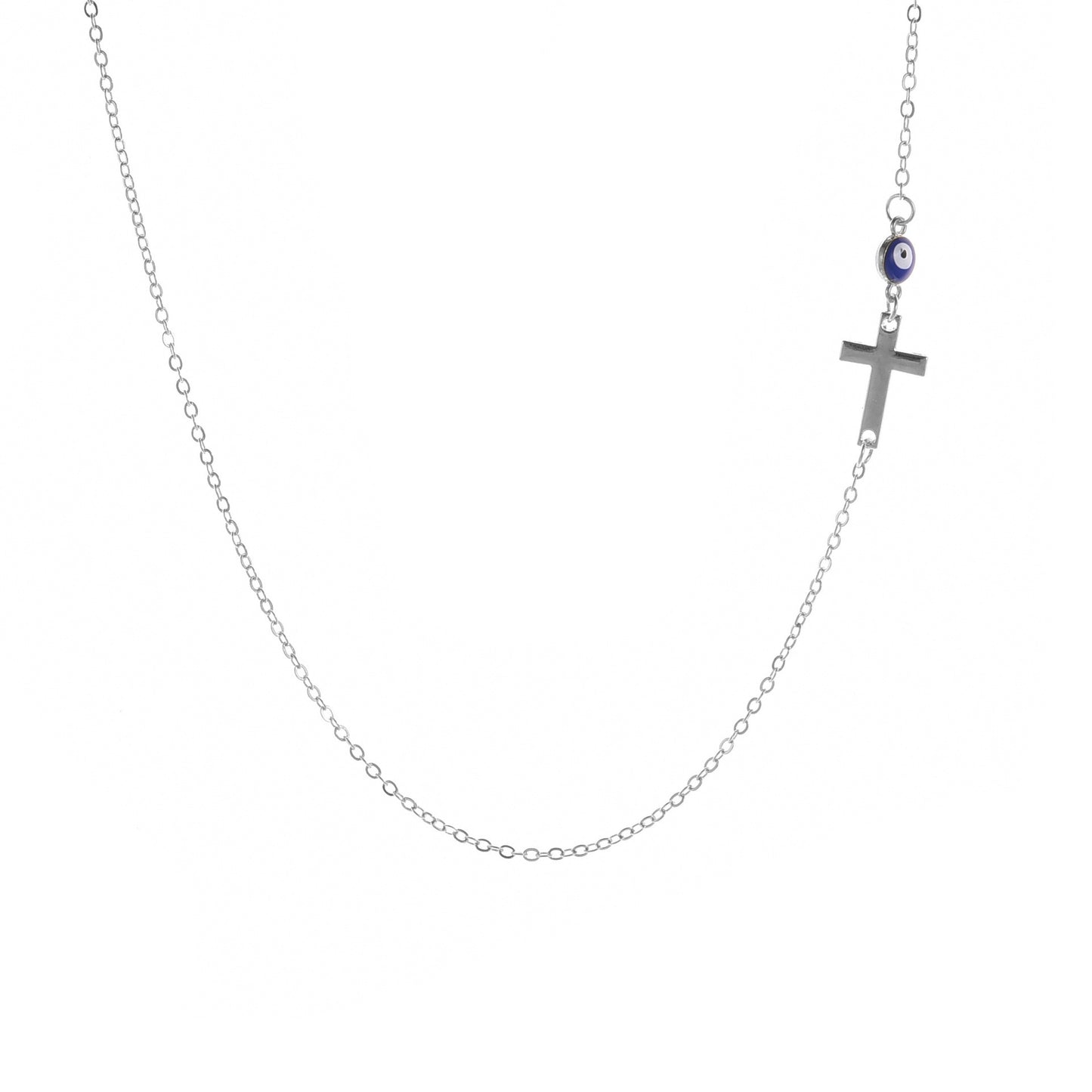 Oil dripping blue evil eye necklace cross accessory