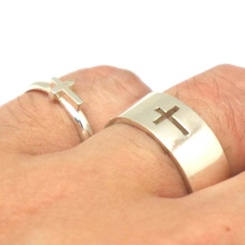 Stainless Steel Cross Shelf Fashion Couple Rings