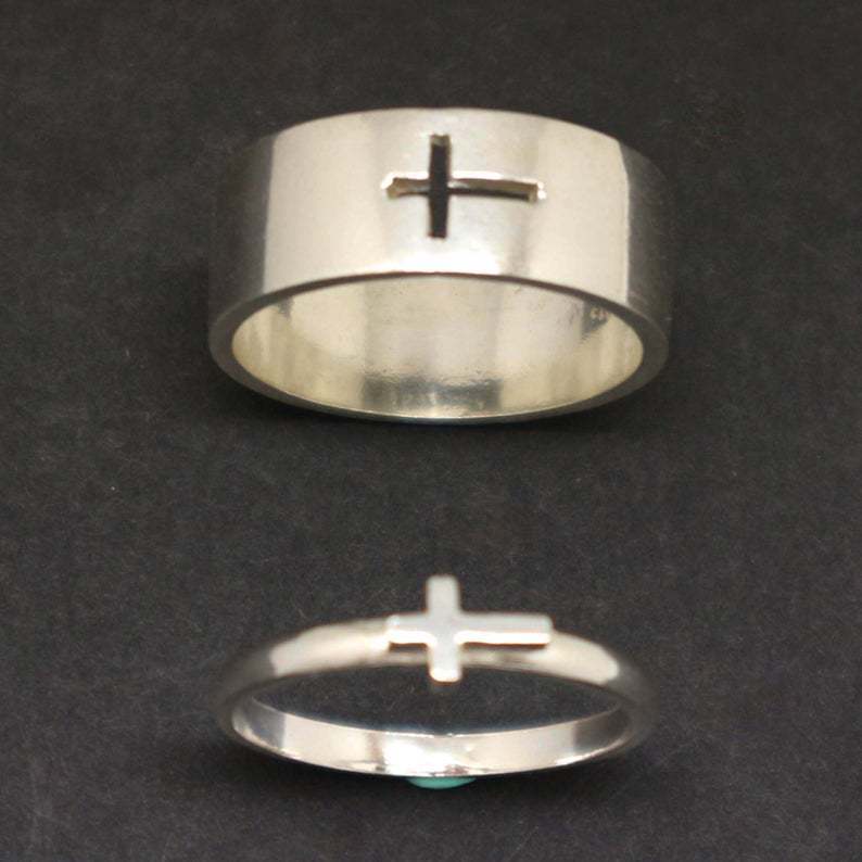 Stainless Steel Cross Shelf Fashion Couple Rings