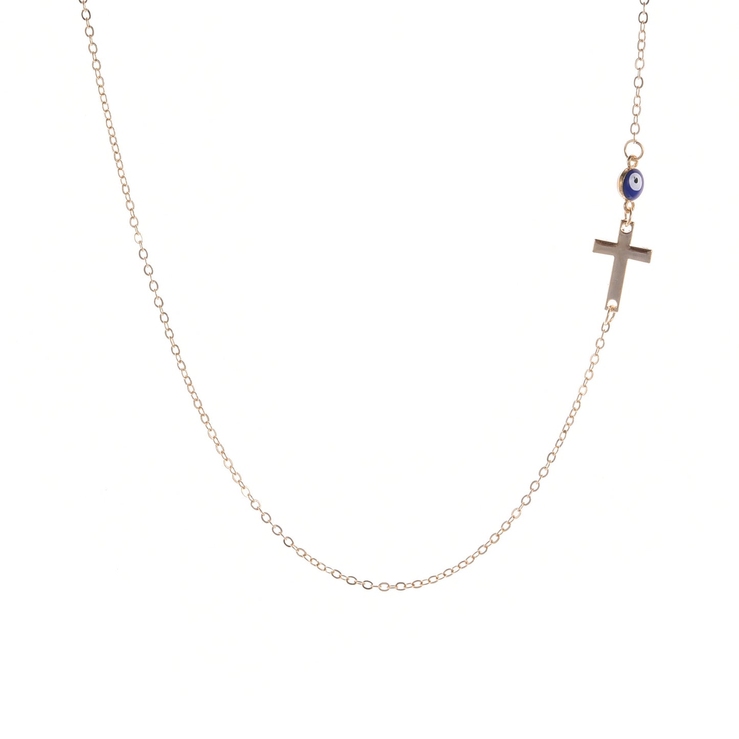 Oil dripping blue evil eye necklace cross accessory