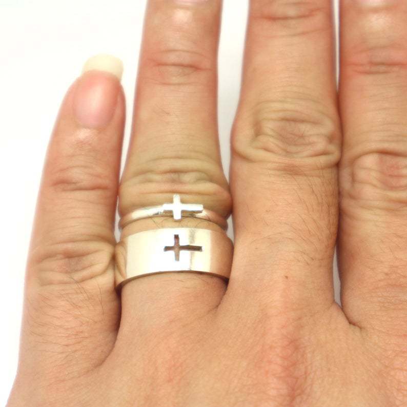 Stainless Steel Cross Shelf Fashion Couple Rings