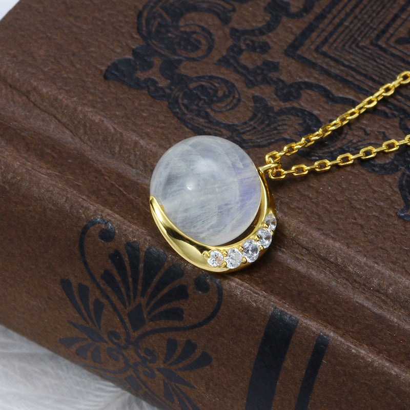 Fashion Dream Girl Moonstone Meniscus Necklace