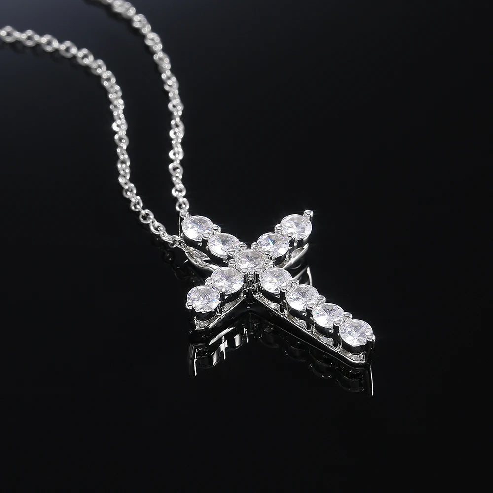 Holy Cross Pendant Necklace Luxury Round Zirconia