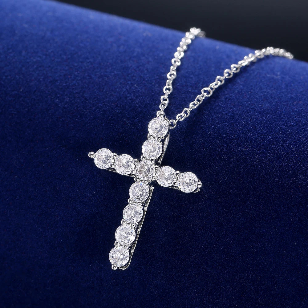 Holy Cross Pendant Necklace Luxury Round Zirconia