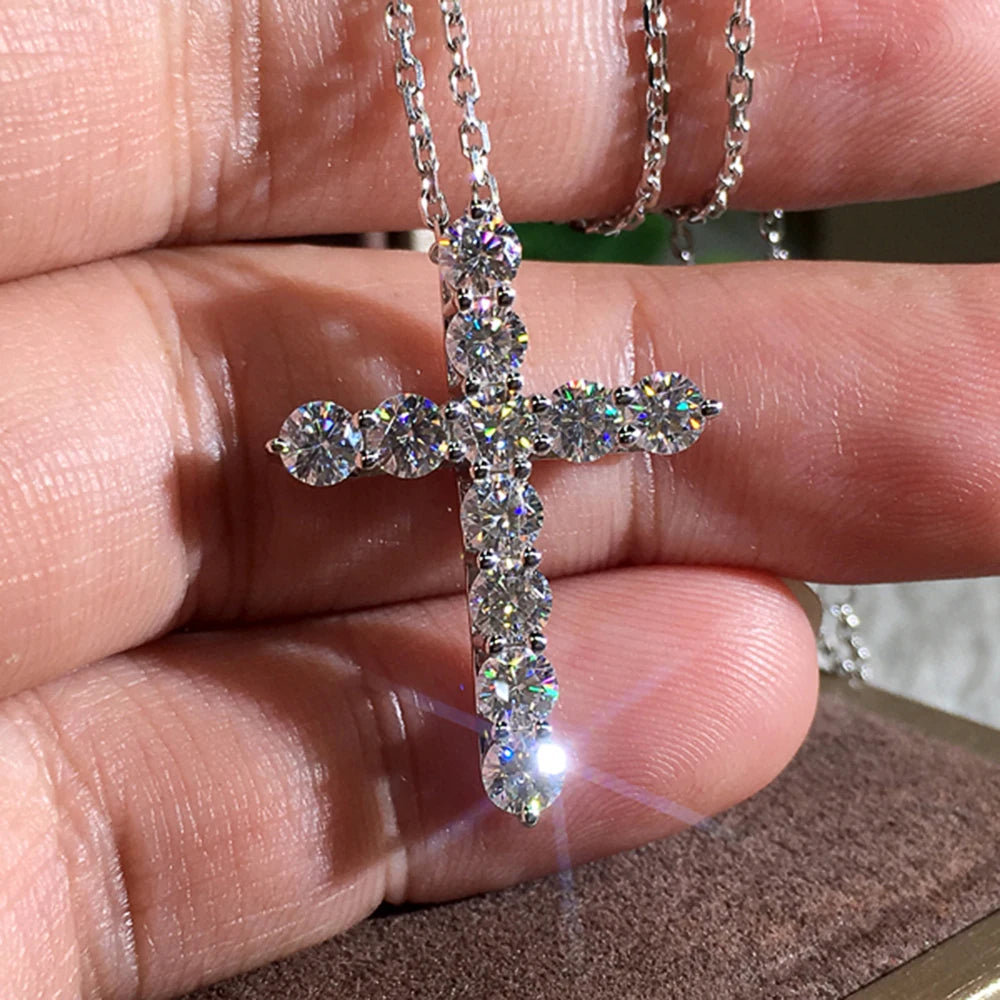 Holy Cross Pendant Necklace Luxury Round Zirconia