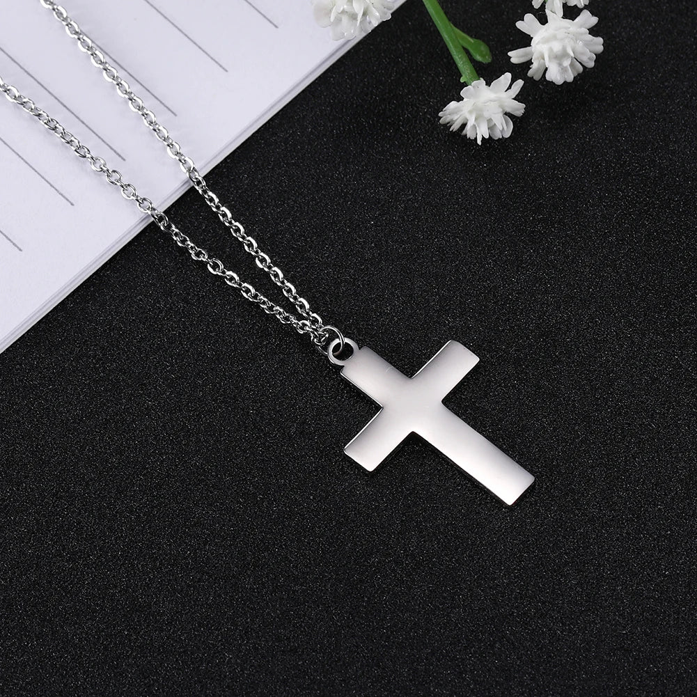 Jesus Cross Hollow Pendant Necklaces Stainless Steel