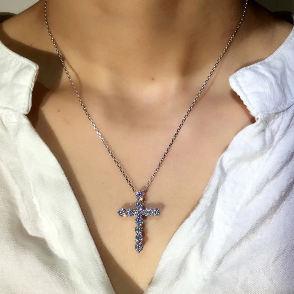 Holy Cross Pendant Necklace Luxury Round Zirconia