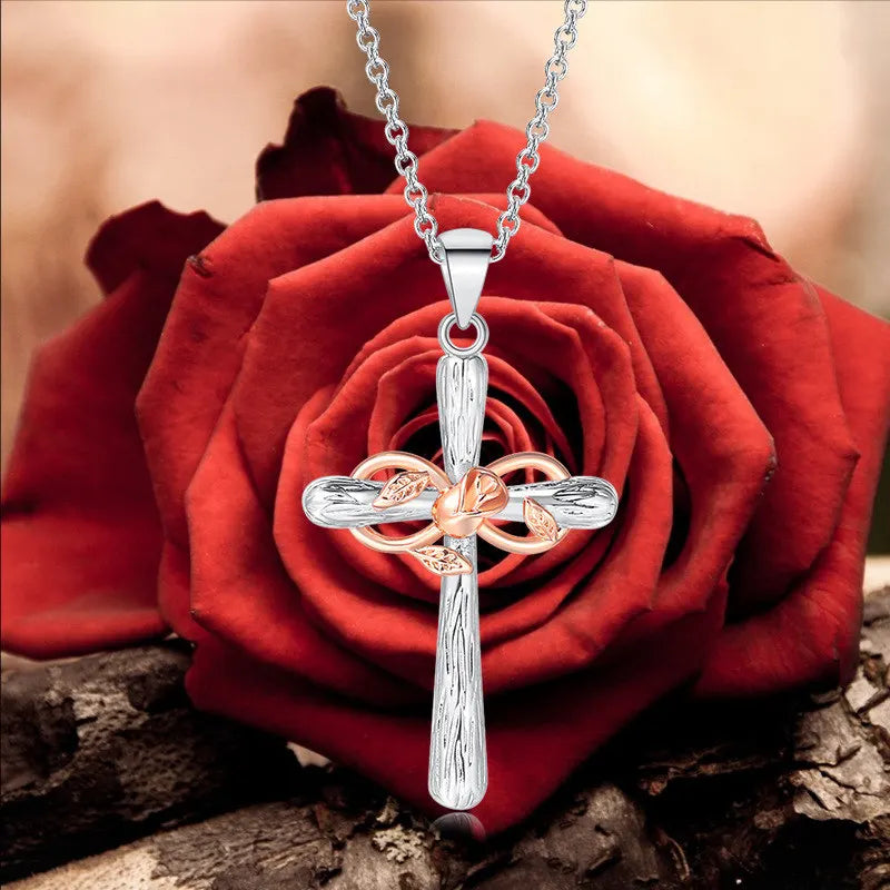 Fashion Cross Pendant Necklace For Women Men Trendy Style Metal Choker Clavicle Chain