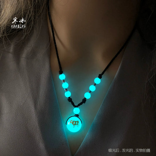 Chinese Zodiac Cow Pendant Luminous Beads