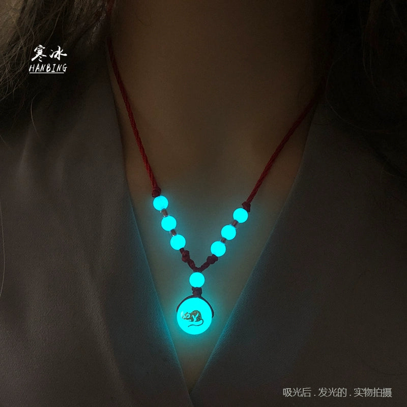 Chinese Zodiac Cow Pendant Luminous Beads