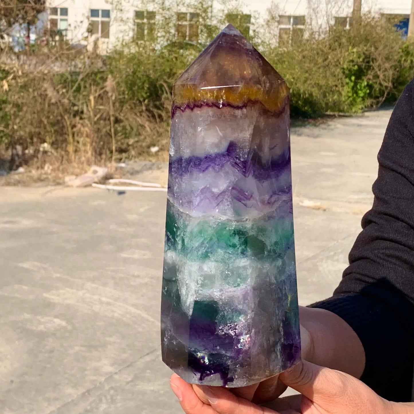 Natural Large Colored Fluorite Crystal Point Natural Crystal Wand Healing