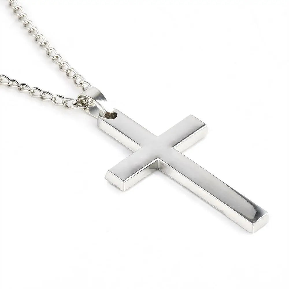 Classic Cross Necklace for Men Stainless Steel Pendant Black Minimalist Chain