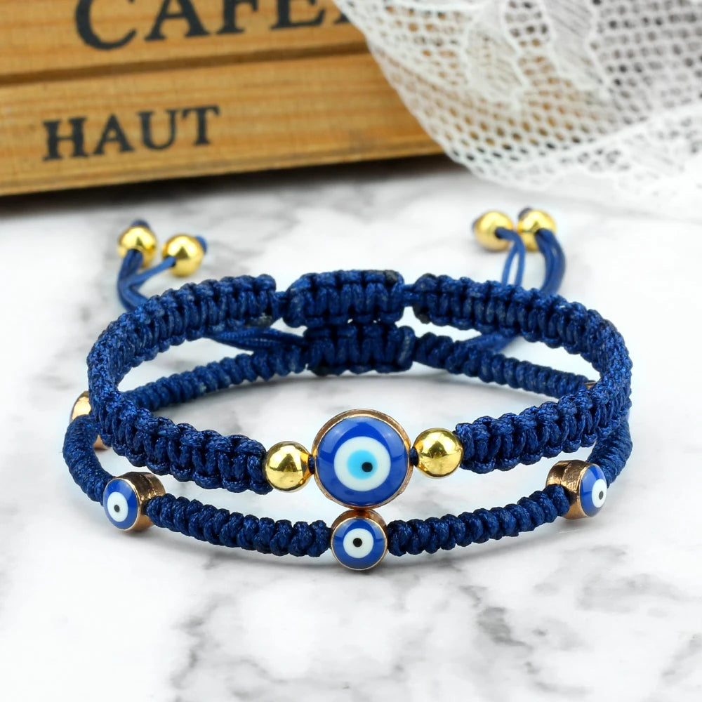 Best Seller Evil Eye Braided Bracelet Set Women Men Healing Couple Bangles Chain Adjustable Yoga Pulsera Jewelry Gift for Friend