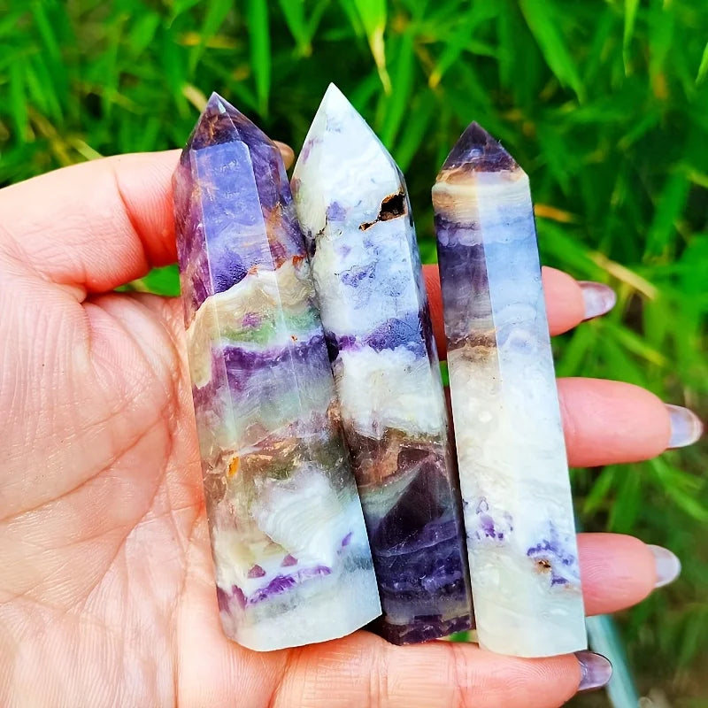 Best Seller Crystal Purple Flower Fluorite Column - Perfect For Meditation And Therapy, Home Decoration