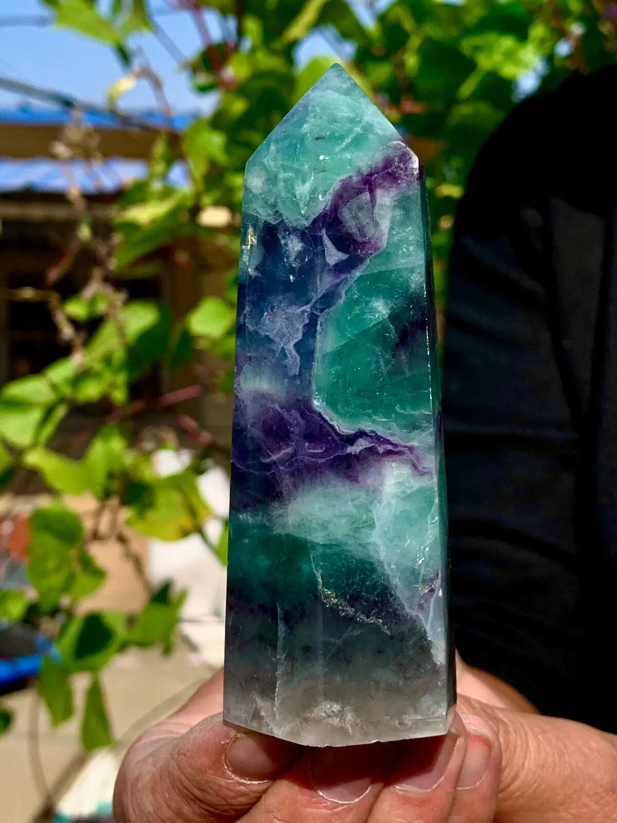 Beautiful large natural color fluorite tower crystal wand Reiki healing