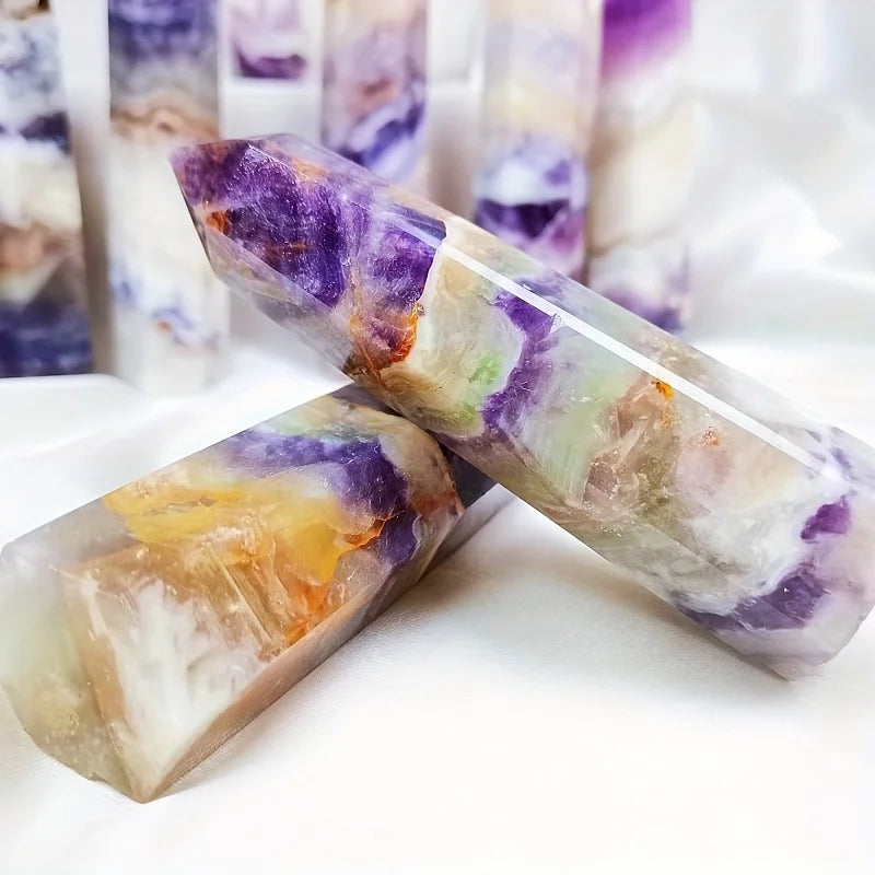 Best Seller Crystal Purple Flower Fluorite Column - Perfect For Meditation And Therapy, Home Decoration