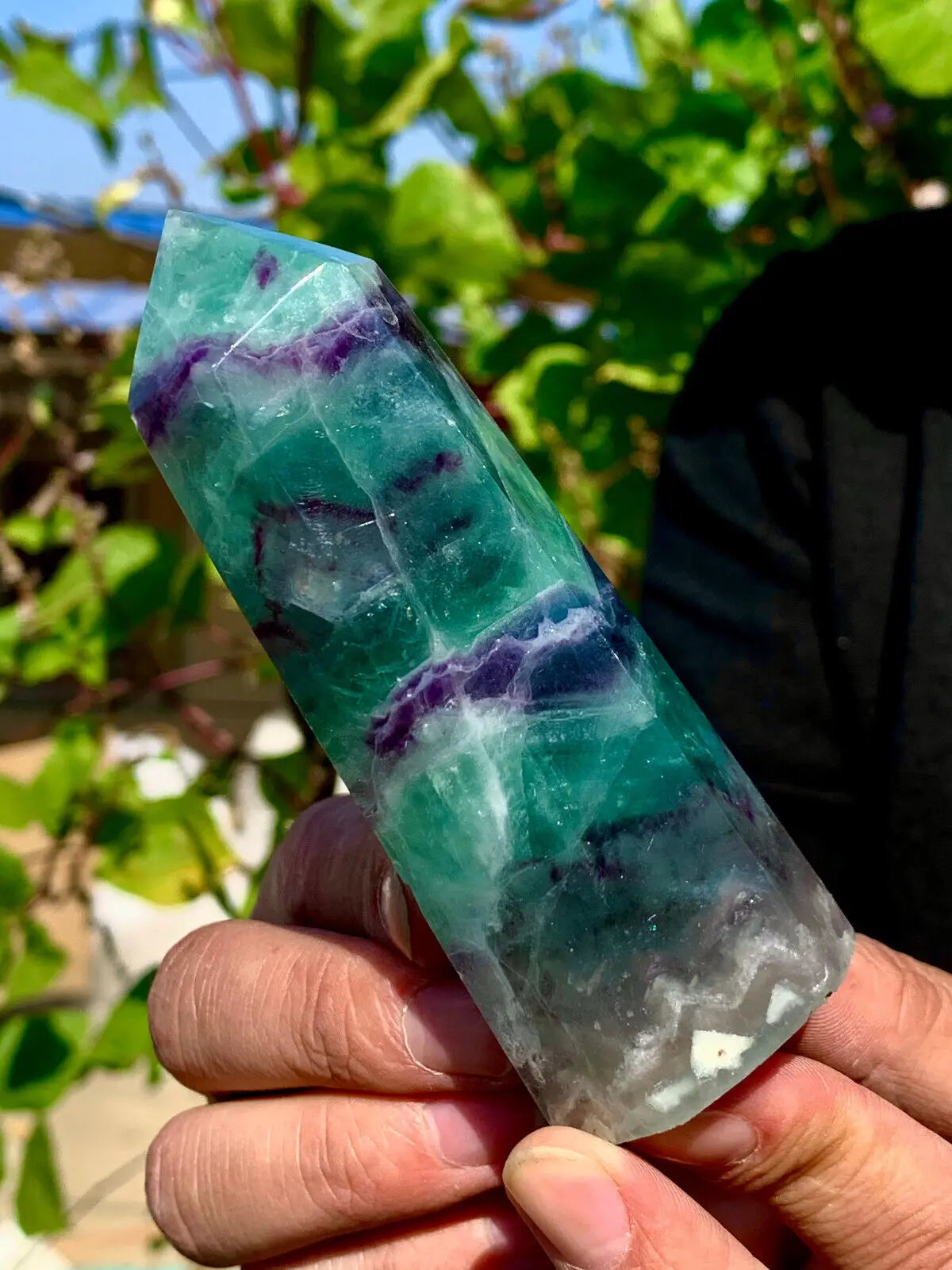 Beautiful large natural color fluorite tower crystal wand Reiki healing