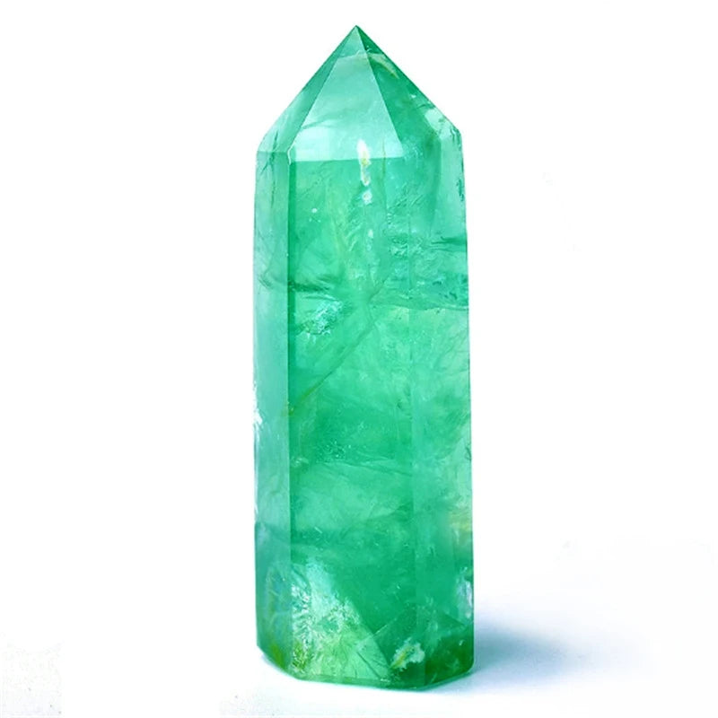 Natural Green Fluorite Point Wand Crystal Healing Stone Green Quartz Room Decor Reiki Polished Stone Obelisk Carved Crafts Gifts