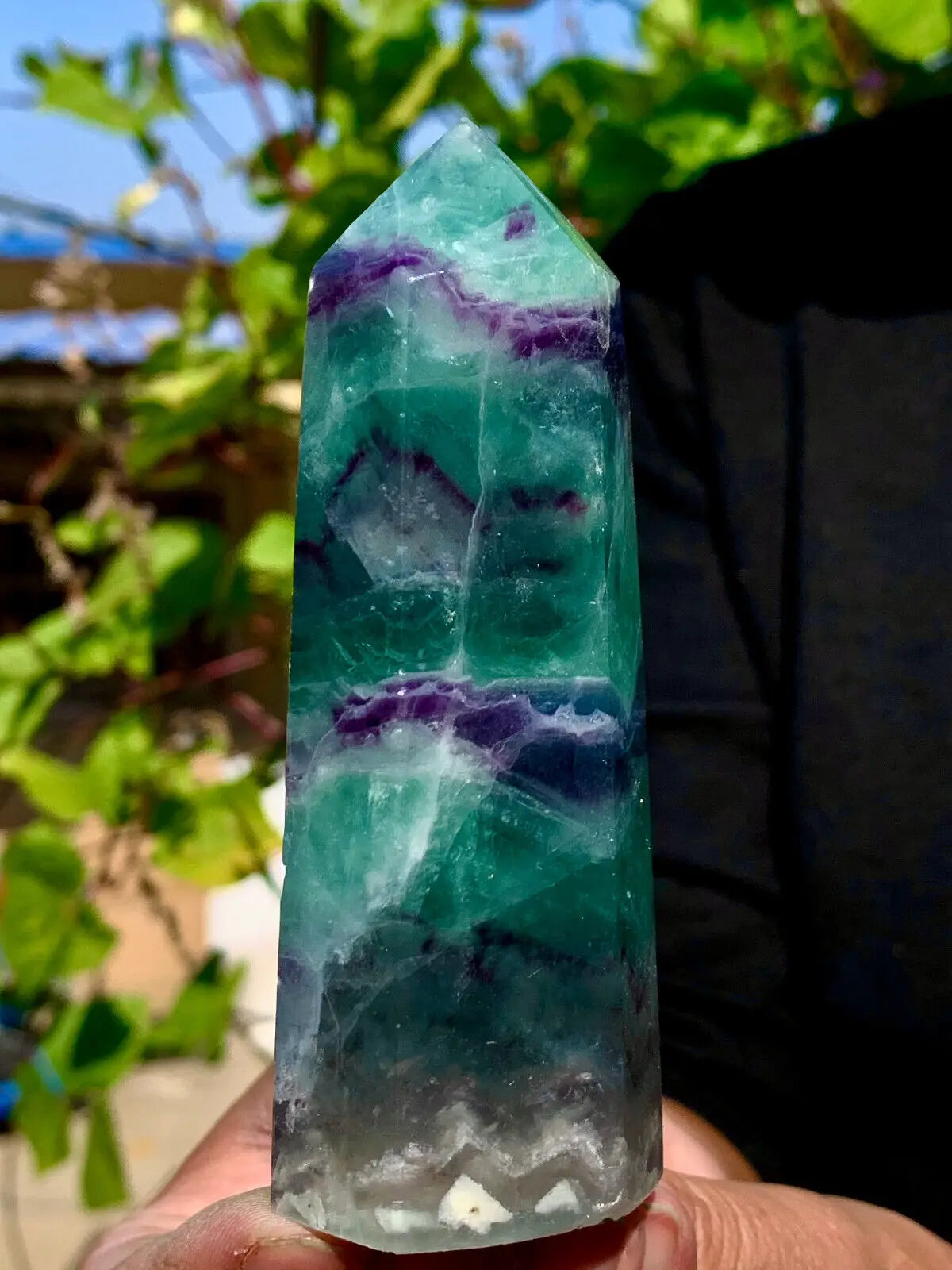 Beautiful large natural color fluorite tower crystal wand Reiki healing