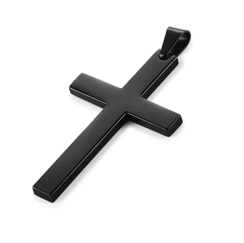 Christian Cross Pendant Necklace Classic Smooth Cross Pendant Neck Chain for Men