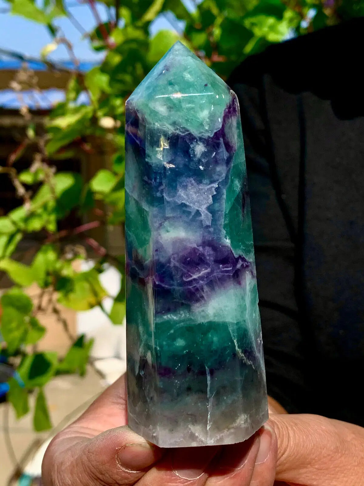 Beautiful large natural color fluorite tower crystal wand Reiki healing