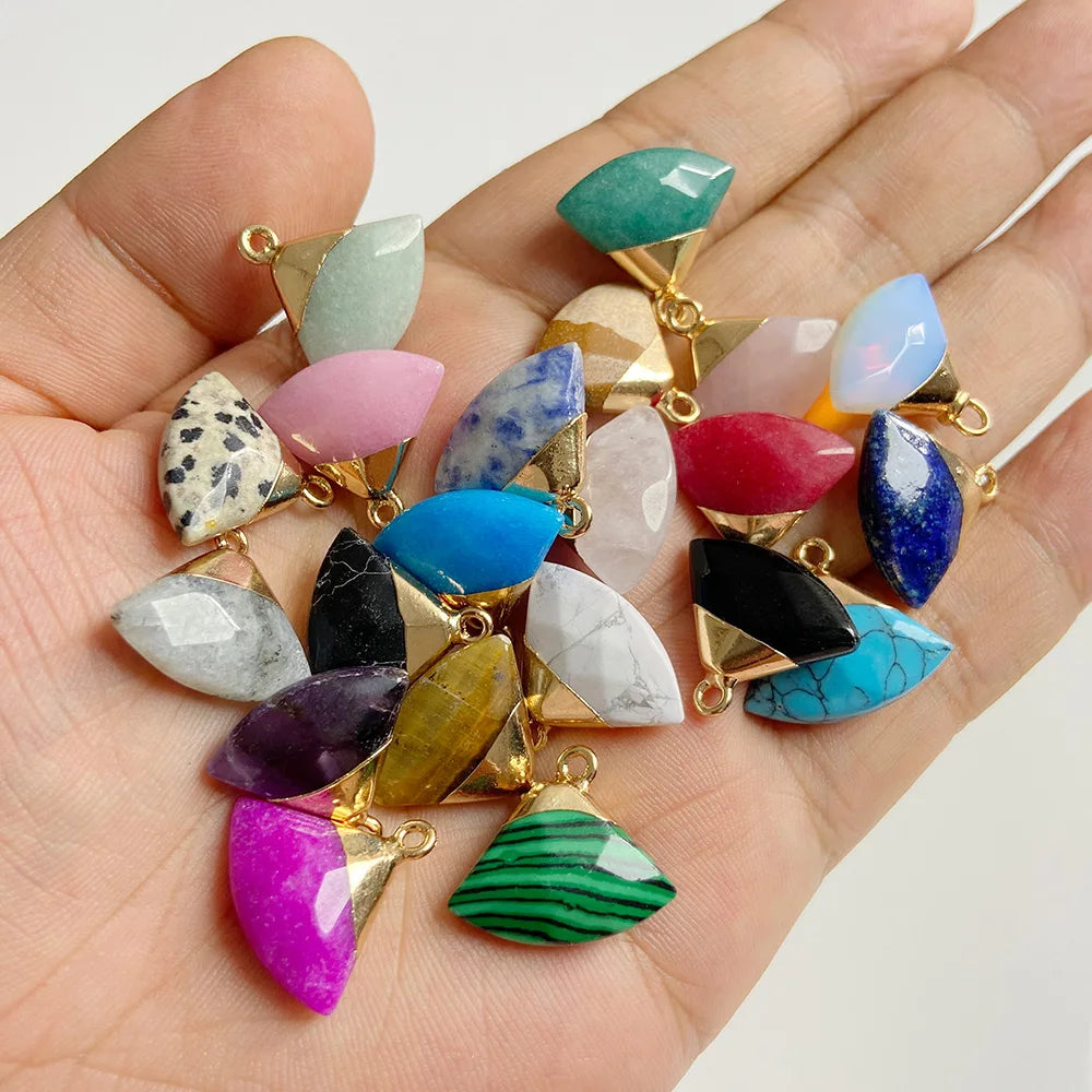 5pcs Mixed Natural Stone Pendant Charms Random Gem Quartz Jaspers Making Jewelry Accessories for Finding DIY Necklaces Earrings