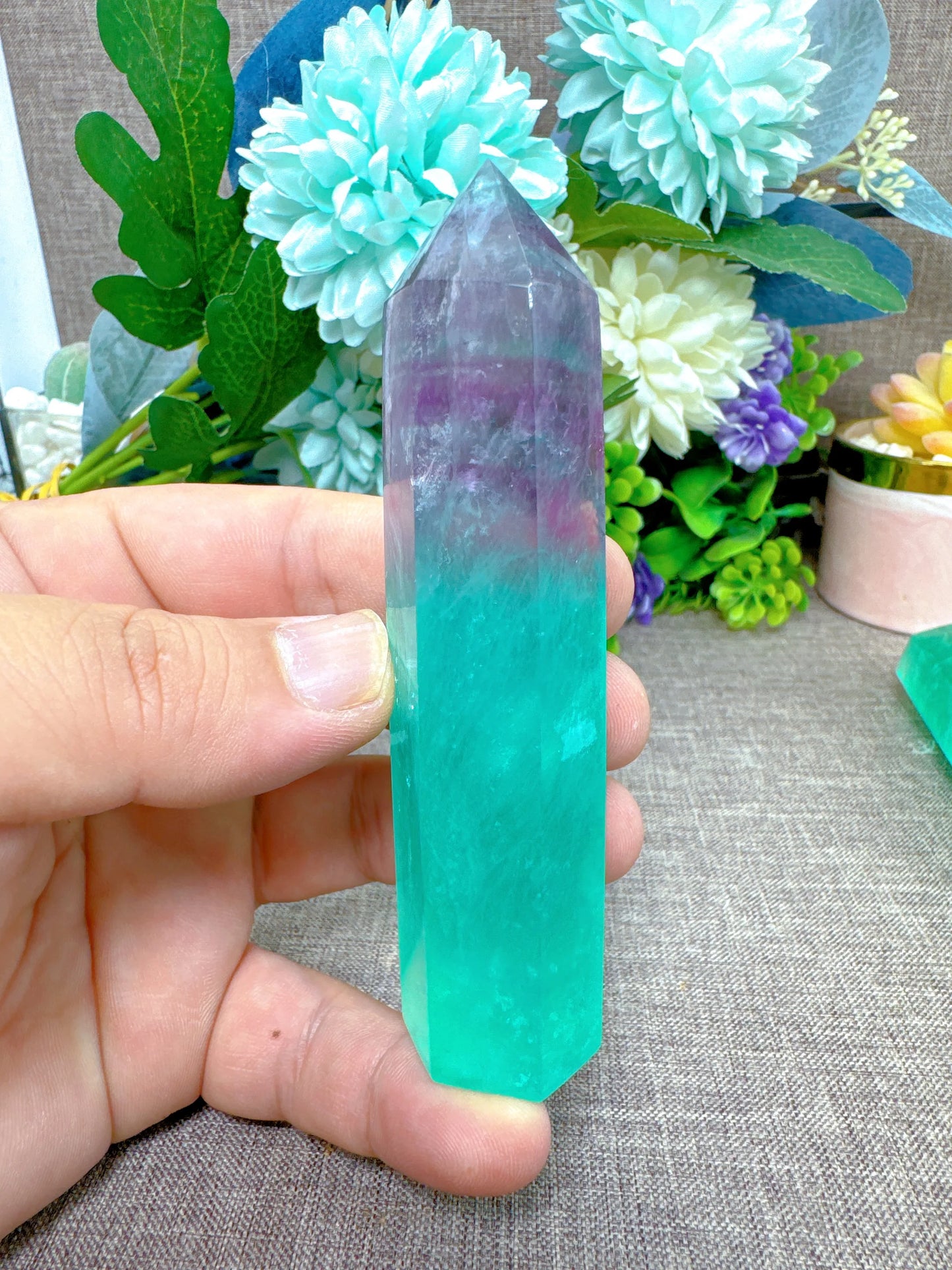 Beautiful High Quality Natural Lake Water Blue Fluorite Tower Home Decoration Mineral Reiki Stone Energy Healing Gemstone