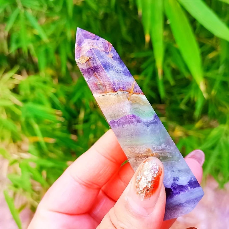 Best Seller Crystal Purple Flower Fluorite Column - Perfect For Meditation And Therapy, Home Decoration