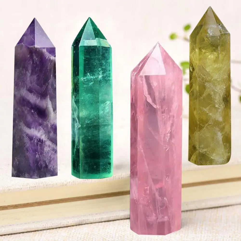 Natural Crystal Prism Positive Energy Stone Pillar Home Crystal Tower Stones