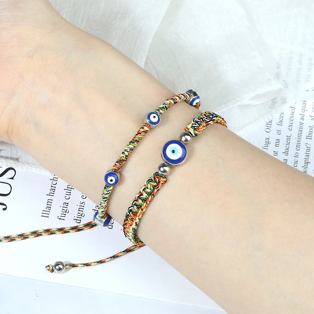 Best Seller Evil Eye Braided Bracelet Set Women Men Healing Couple Bangles Chain Adjustable Yoga Pulsera Jewelry Gift for Friend