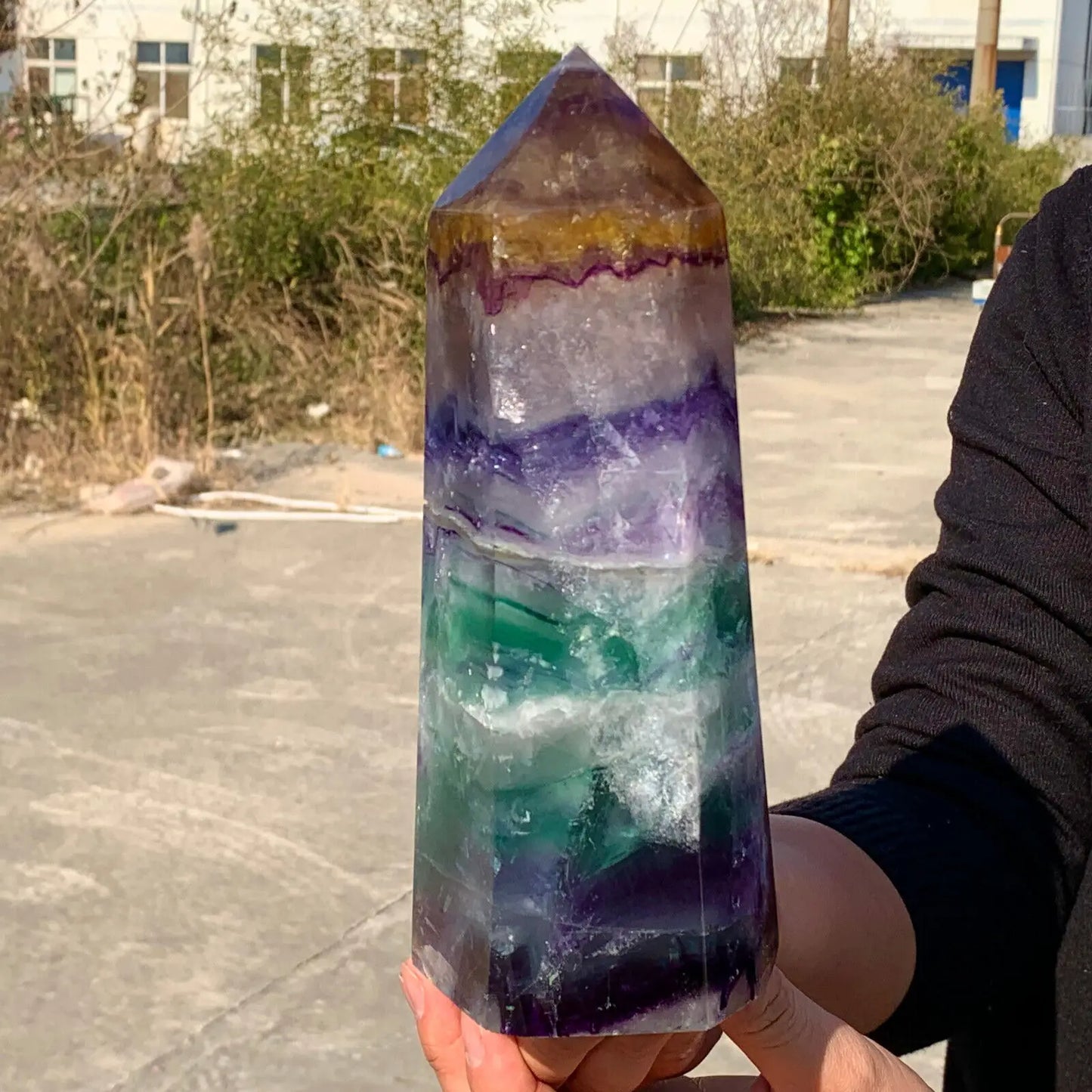 Natural Large Colored Fluorite Crystal Point Natural Crystal Wand Healing