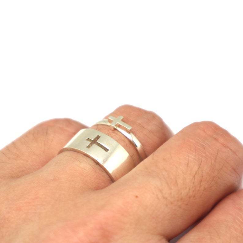 Stainless Steel Cross Shelf Fashion Couple Rings