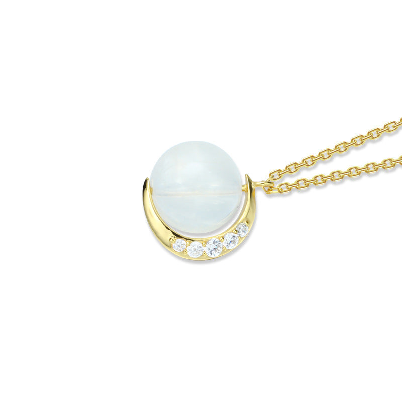 Fashion Dream Girl Moonstone Meniscus Necklace