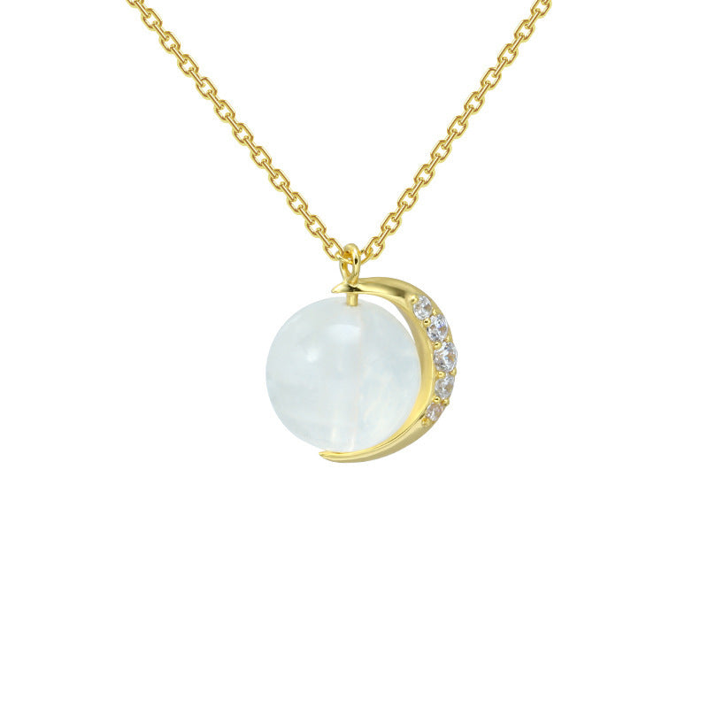 Fashion Dream Girl Moonstone Meniscus Necklace